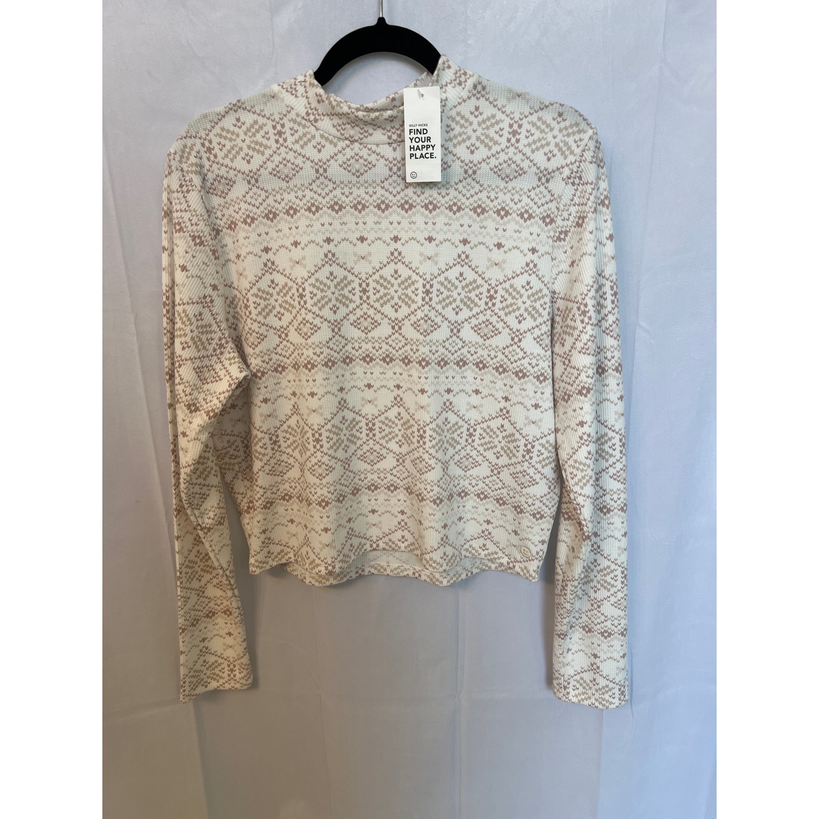 Gilly Hicks Xxl Long Sleeve Fair Isle Thermal Cropped Top